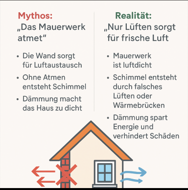 Mythos vs. Realität über das Atmen von Mauern und die Bedeutung von Lüftung.